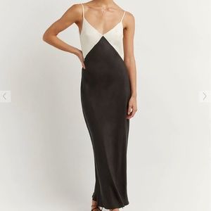DISSH SEREN BLACK TWO TONE MIDI DRESS NWT